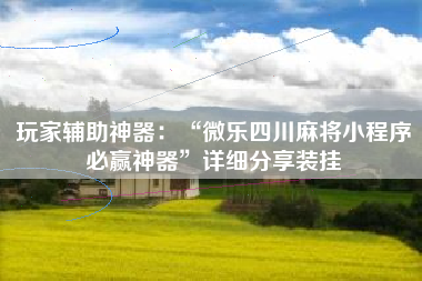 玩家辅助神器：“微乐四川麻将小程序必赢神器”详细分享装挂