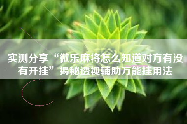 实测分享“微乐麻将怎么知道对方有没有开挂”揭秘透视辅助万能挂用法