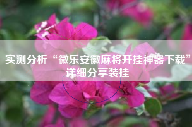 实测分析“微乐安徽麻将开挂神器下载”详细分享装挂