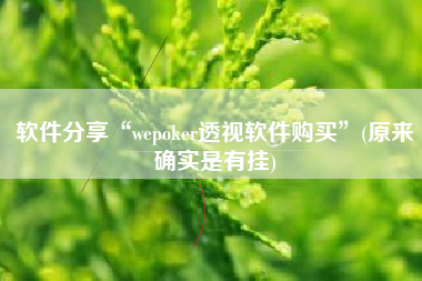 软件分享“wepoker透视软件购买	”(原来确实是有挂)