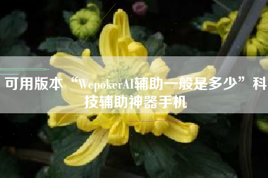 可用版本“WepokerAI辅助一般是多少”科技辅助神器手机