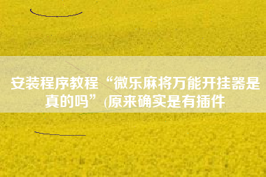 安装程序教程“微乐麻将万能开挂器是真的吗”(原来确实是有插件