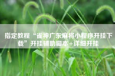 指定教程“雀神广东麻将小程序开挂下载”开挂辅助脚本+详细开挂