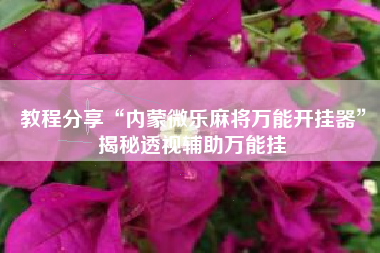 教程分享“内蒙微乐麻将万能开挂器	”揭秘透视辅助万能挂