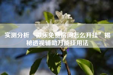 实测分析“微乐免费房间怎么开挂	”揭秘透视辅助万能挂用法