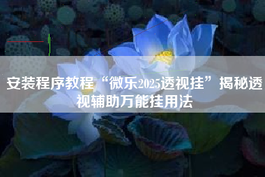 安装程序教程“微乐2025透视挂	”揭秘透视辅助万能挂用法