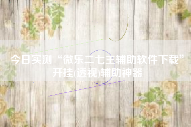 今日实测“微乐二七王辅助软件下载	”开挂(透视)辅助神器