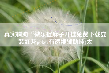 真实辅助“微乐捉麻子开挂免费下载安装红龙poker有透视辅助挂(太