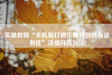 实操教程“手机版打微乐麻将到底有没有挂	”详细开挂玩法