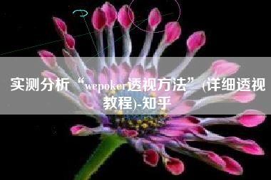 实测分析“wepoker透视方法”(详细透视教程)-知乎
