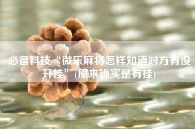 必备科技“微乐麻将怎样知道对方有没开挂”(原来确实是有挂)