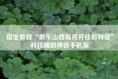 指定教程“微乐山西麻将开挂后特征”科技辅助神器手机版