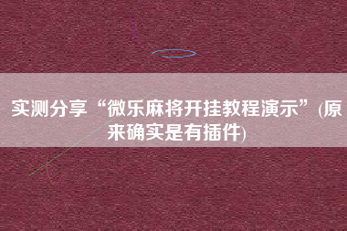 实测分享“微乐麻将开挂教程演示”(原来确实是有插件)