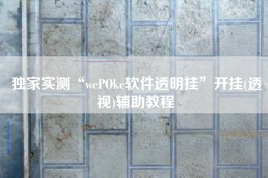 独家实测“wePOke软件透明挂	”开挂(透视)辅助教程