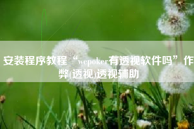 安装程序教程“wepoker有透视软件吗	”作弊(透视)透视辅助
