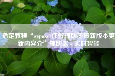 指定教程“wepoker作弊辅助器最新版本更新内容介”辅助器 - 实时智能