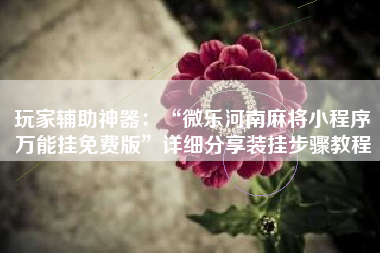 玩家辅助神器：“微乐河南麻将小程序万能挂免费版”详细分享装挂步骤教程