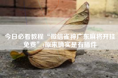 今日必看教程“微信雀神广东麻将开挂免费	”(原来确实是有插件