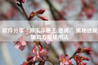 软件分享“微乐斗地主(透视)”揭秘透视辅助万能挂用法