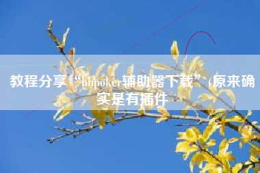 教程分享“hhpoker辅助器下载”(原来确实是有插件