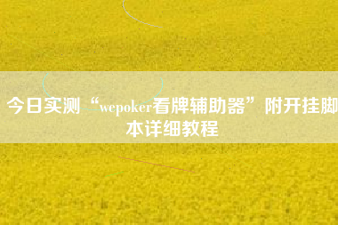今日实测“wepoker看牌辅助器”附开挂脚本详细教程