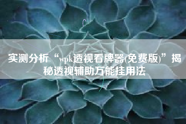 实测分析“wpk透视看牌器(免费版)”揭秘透视辅助万能挂用法