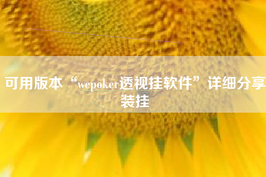 可用版本“wepoker透视挂软件	”详细分享装挂