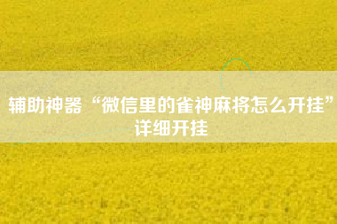 辅助神器“微信里的雀神麻将怎么开挂”详细开挂