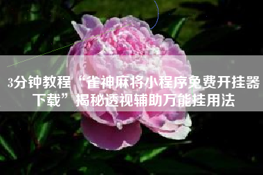 3分钟教程“雀神麻将小程序免费开挂器下载”揭秘透视辅助万能挂用法