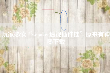 玩家必读“wepoker透视插件挂”原来有神器下载