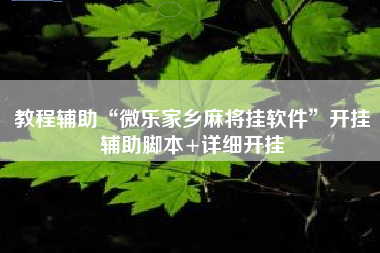教程辅助“微乐家乡麻将挂软件	”开挂辅助脚本+详细开挂
