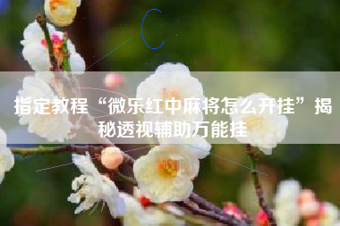 指定教程“微乐红中麻将怎么开挂	”揭秘透视辅助万能挂