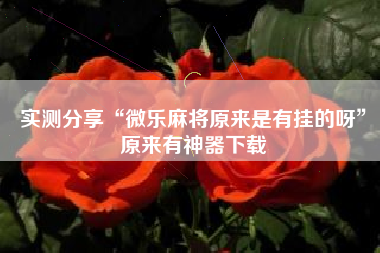 实测分享“微乐麻将原来是有挂的呀	”原来有神器下载