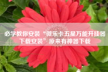 必学教你安装“微乐卡五星万能开挂器下载安装”原来有神器下载