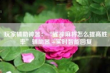 玩家辅助神器：“雀神麻将怎么提高胜率”辅助器 - 实时智能回复