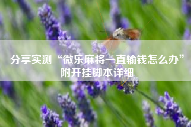 分享实测“微乐麻将一直输钱怎么办”附开挂脚本详细